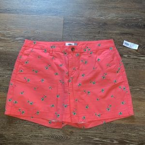 coral shorts with palm tree details- NWT